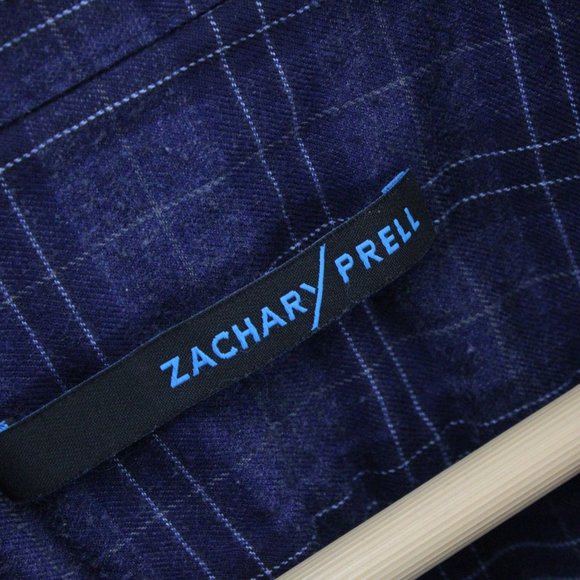 Zachary Prell Shirt Mens Navy Blue Plaid Casual Button Down Collared Size Small - Picture 5 of 9